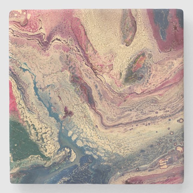 Stone Coaster with Johnson Abstract Artwork (Front)