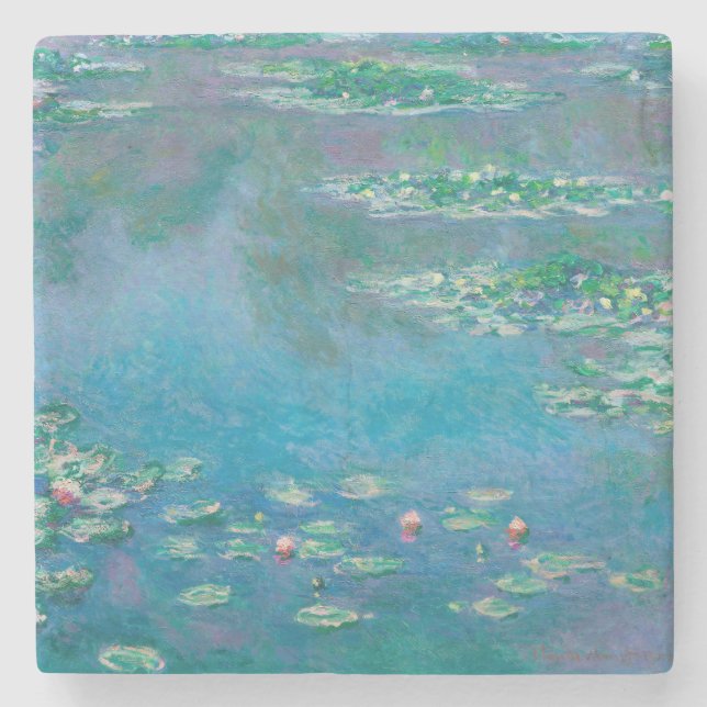 STONE COASTER WITH "WATERLILIES" BY MONET (Front)