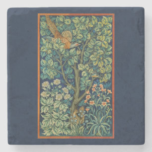 STONE COASTER WITH WILLIAM MORRIS, PHEASANT DESIGN