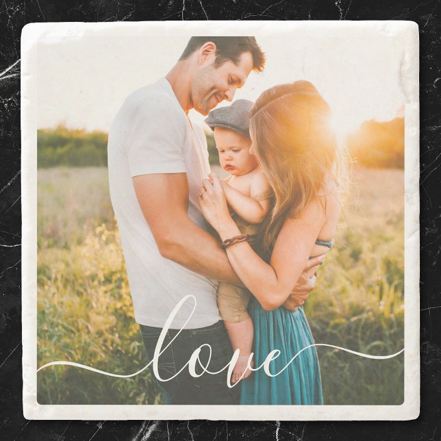Stone Coaster Your Photo Template Love Text (Creator Uploaded)