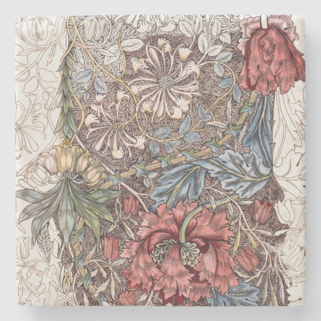 STONE COASTERS : WILLIAM MORRIS : WILD TULIP (Front)