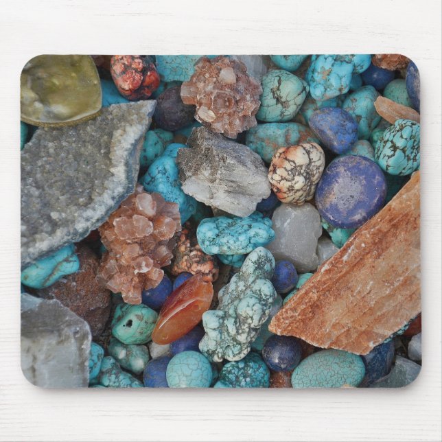 Stone Colorful rock natural gray brown turquoise  Mouse Pad (Front)
