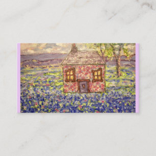 Stone Cottage with Blue Flowers Business Card