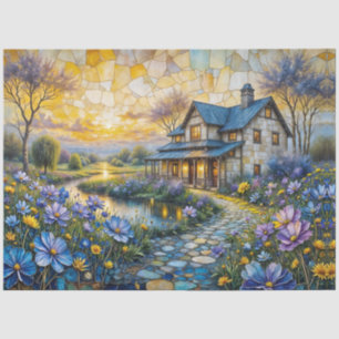 Stone Country Farmhouse in Patchwork Floral Valley Tissue Paper