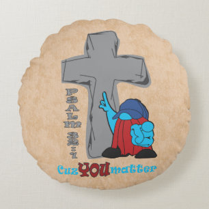 Stone Cross Cuz You Matter Psalm 32 1 Round Pillow