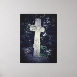 Stone Cross Photo Stretched Canvas Print