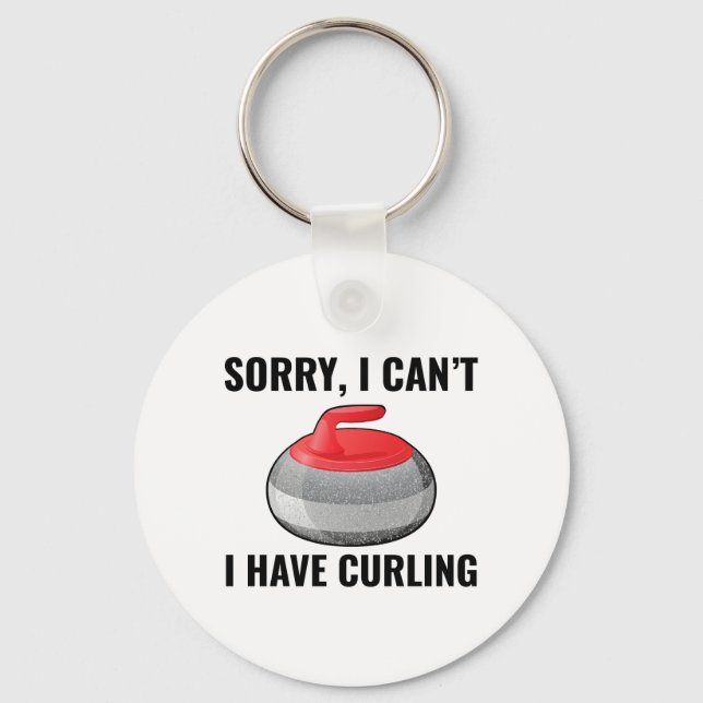 Stone Curling Winter Ice Sport Curler Keychain (Front)