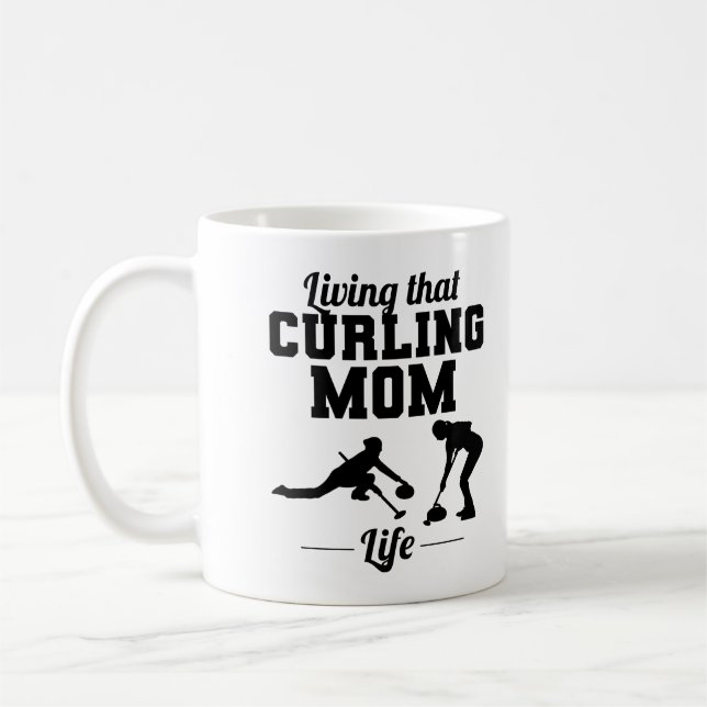 Stone Curling Winter Ice Sport Curler Mom Coffee Mug (Left)