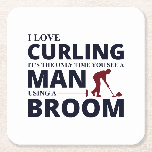 Stone Curling Winter Ice Sport Curler Square Paper Coaster (Front)