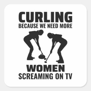 Stone Curling Winter Ice Sport Curler Square Sticker