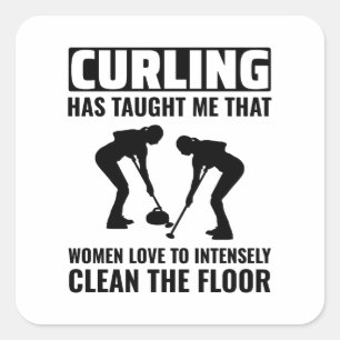Stone Curling Winter Ice Sport Curler Square Sticker