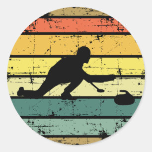 Stone Curling Winter Sport Curler Retro Vintage  Classic Round Sticker