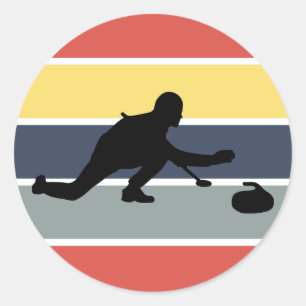 Stone Curling Winter Sport Curler Retro Vintage  Classic Round Sticker