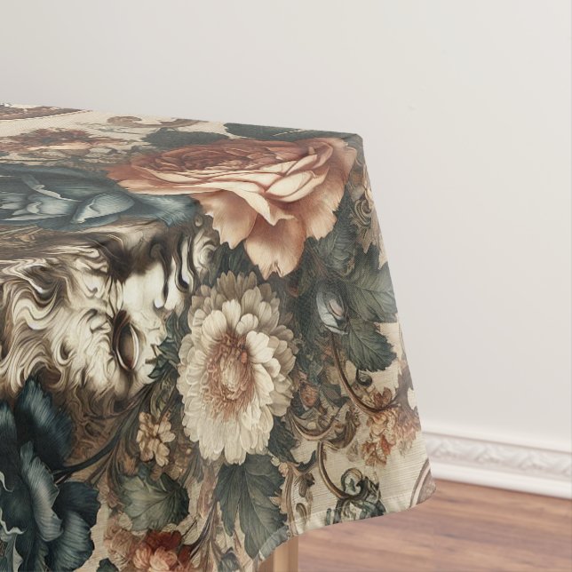 Stone Faces & Tired Nights – Gothic Large Pattern Tablecloth (In Situ)