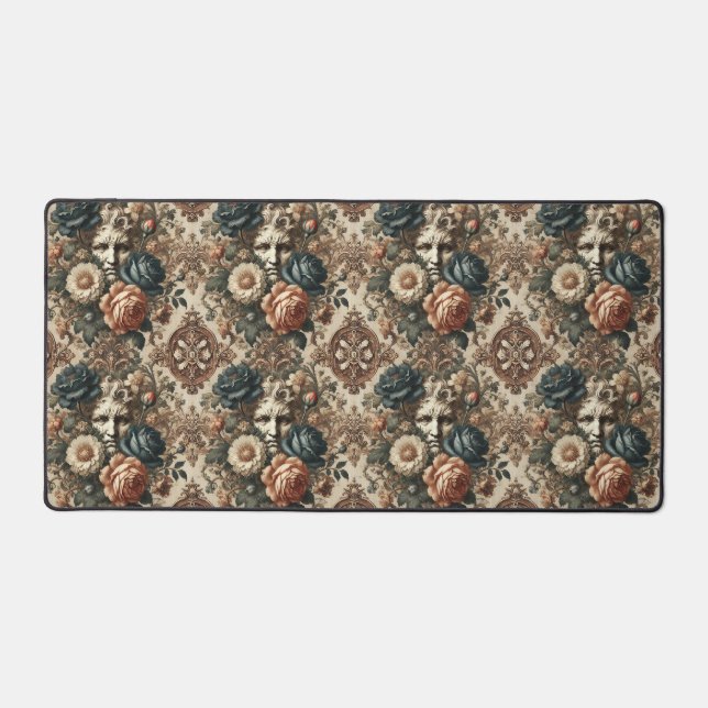 Stone Faces & Tired Nights – Gothic Victorian Desk Mat (Front)