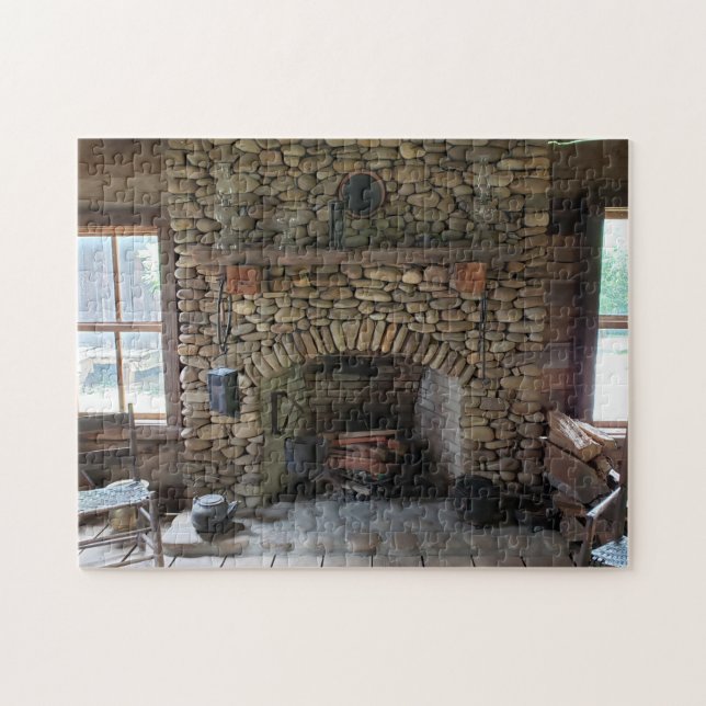 Stone Fireplace in 19th Century Home Jigsaw Puzzle (Horizontal)