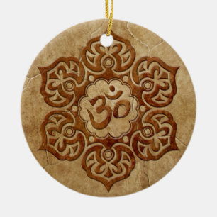 Stone Floral Aum Design Ceramic Ornament