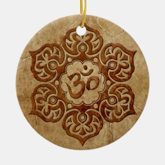 Stone Floral Aum Design Ceramic Ornament (Front)