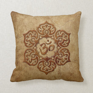 Stone Floral Aum Design Throw Pillow