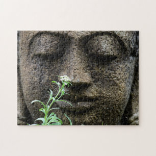 Stone garden statue with flower jigsaw puzzle