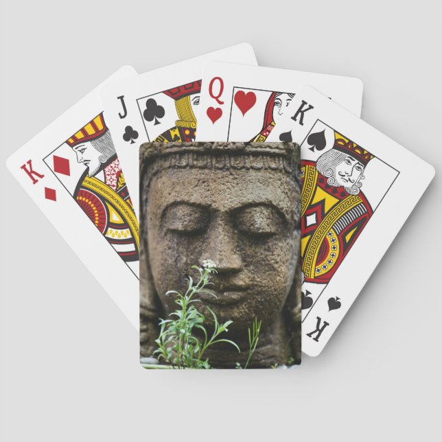 Stone garden statue with flower playing cards (Back)