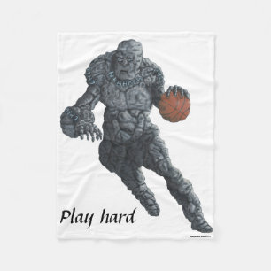 Stone Golem Basketball Player Fantasy Art Blanket