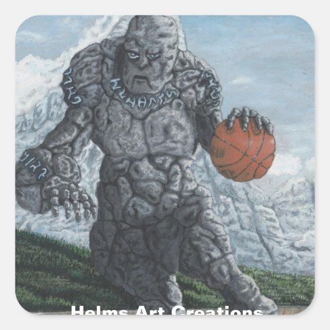 Stone Golem Basketball Player Fantasy Art Stickers (Front)