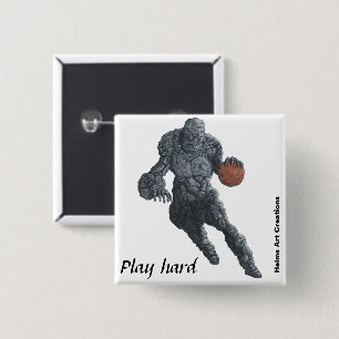 Stone Golem Basketball Sports Fantasy Art Button
