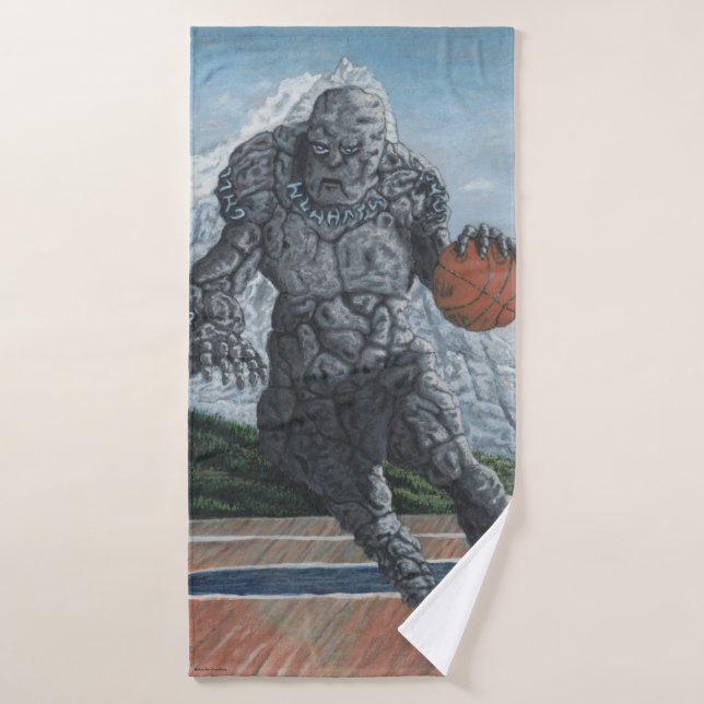 Stone Golem Playing Basketball Bath Towels (Bath Towel)