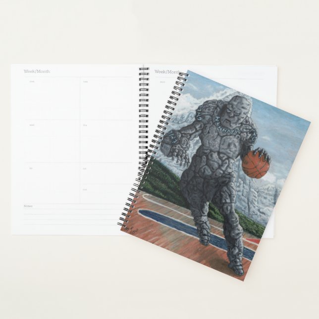 Stone Golem Playing Basketball Fantasy Art Planner (Display)