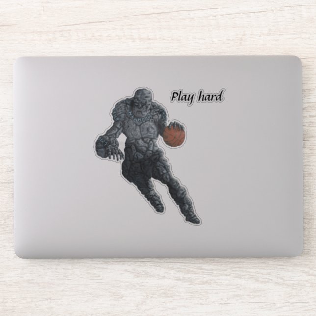 Stone Golem Playing Basketball Fantasy Sticker (Computer)