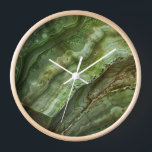 Stone Green Agate Marble  Clock<br><div class="desc">This design may be personalized by choosing the Edit Design option. You may also transfer onto other items. Contact me at colorflowcreations@gmail.com or use the chat option at the top of the page if you wish to have this design on another product or need assistance with this design. I am...</div>