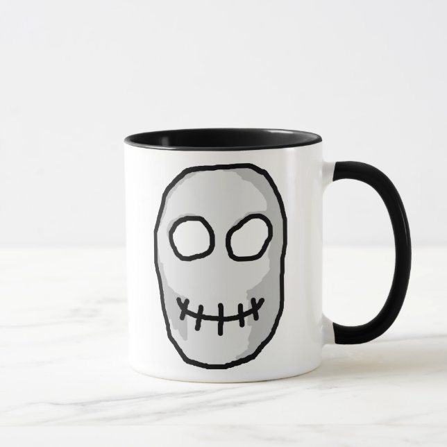 Stone Grey and Black Skull. Primitive Style. Mug (Right)