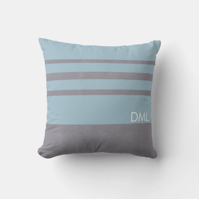 Stone Grey Warm Blue Tones Stripes Pattern  Throw Pillow (Front)