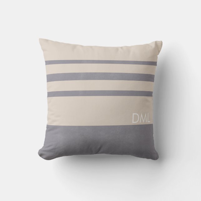 Stone Grey Warm Earthy Tones Stripes Pattern Throw Pillow (Front)