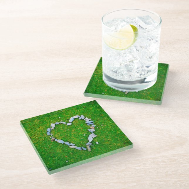 Stone heart glass coaster (Angled)