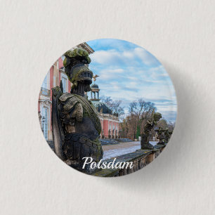 Stone knight statues near palace in Potsdam 1 Inch Round Button