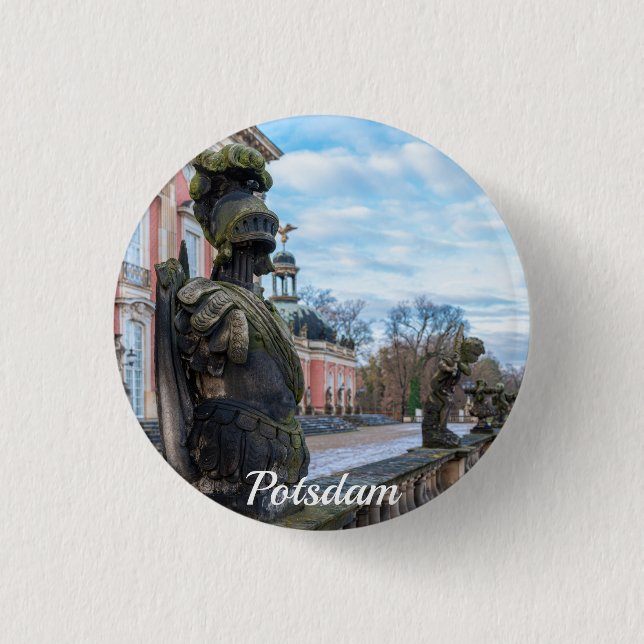 Stone knight statues near palace in Potsdam 1 Inch Round Button (Front)