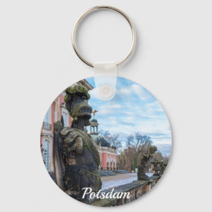 Stone knight statues near palace in Potsdam Keychain