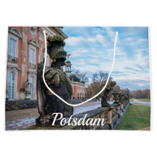 Stone knight statues near palace in Potsdam Large Gift Bag