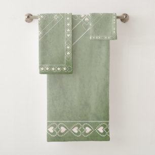 Stone-like Celtic Heart Cross Bath Towel Set