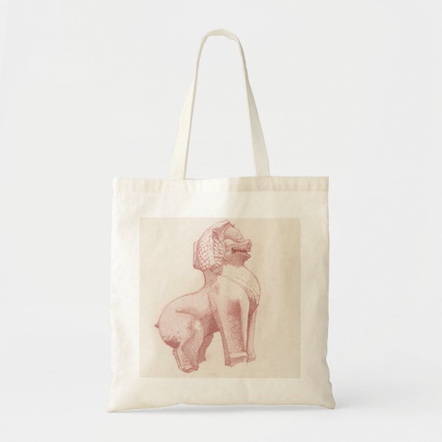 Stone Lion Guardian Statue drawing Tote Bag (Front)