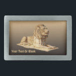 Stone Lion Rectangular Belt Buckle<br><div class="desc">A tan and brown rendering of a carved stone lion on a background of the same colours. Add your own text.</div>