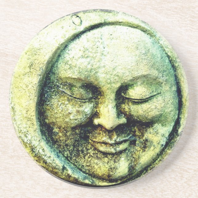 Stone look moon and sun face crescent coaster (Front)