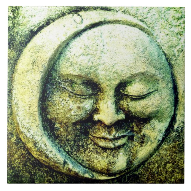 Stone look moon and sun face crescent tile (Front)