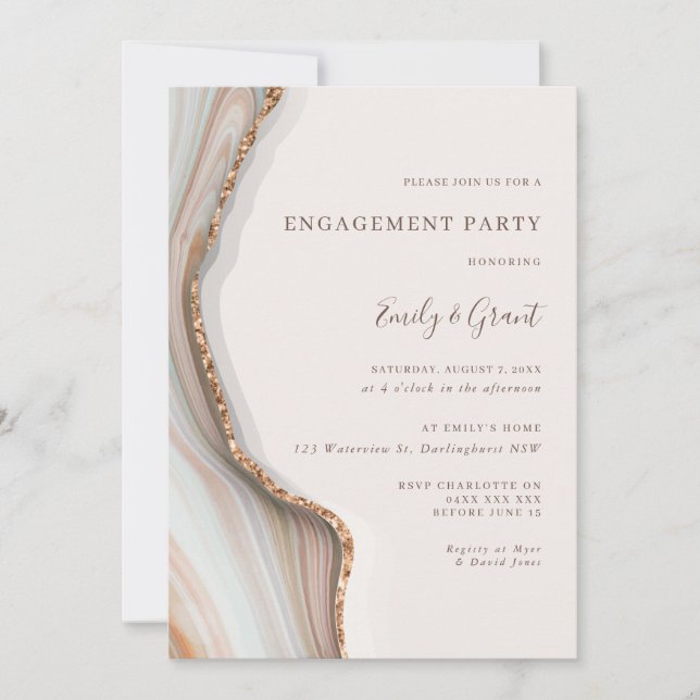 Stone Marble Agate Couple's Shower Invitation (Front)