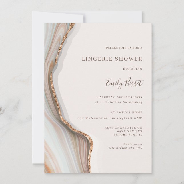 Stone Marble Agate Lingerie Shower Invitation (Front)
