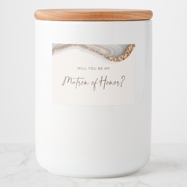 Stone Marble Agate Matron of Honour Candle Label (Front)