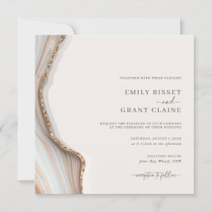 Stone Marble Agate Square Wedding Invitation
