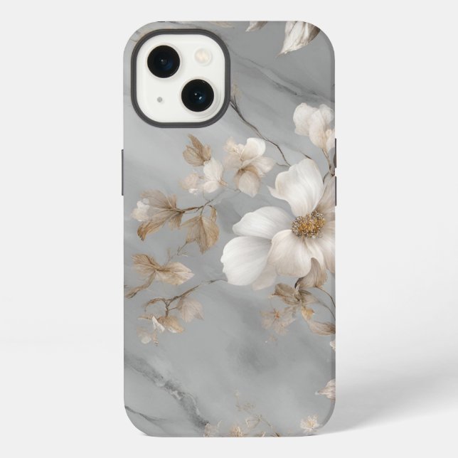 Stone Marble Design - Flowers iPhone Case (Back)